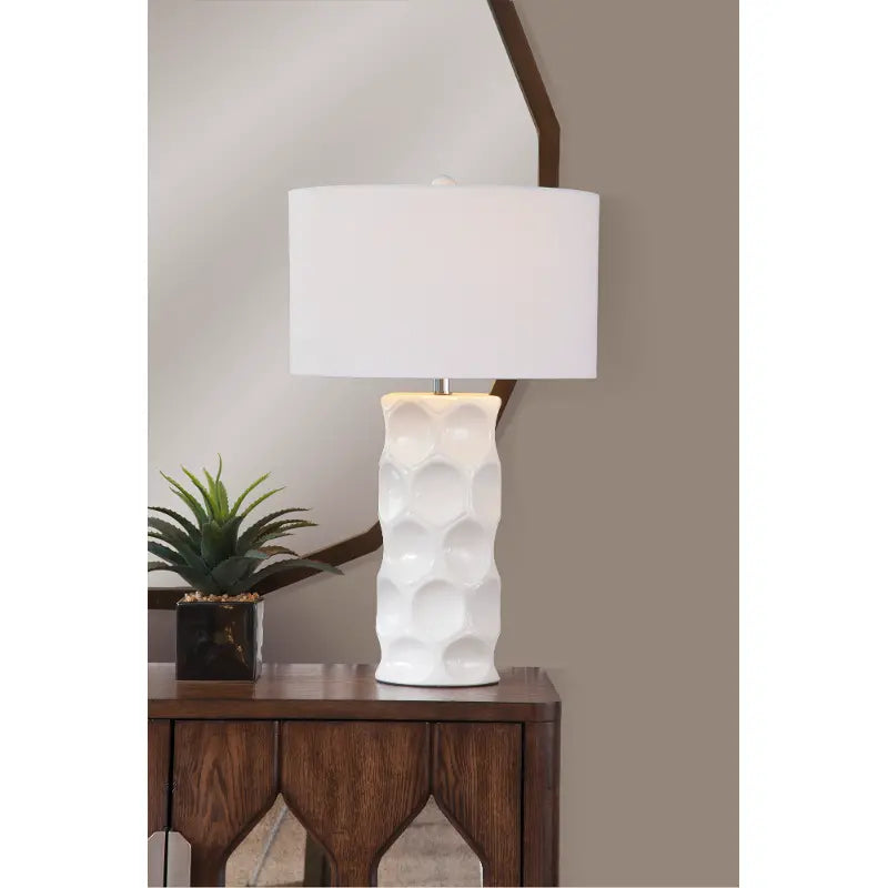 Cassidy 28" Tall Ceramic Cream Table Lamp Table Lamps LOOMLAN By Bassett Mirror