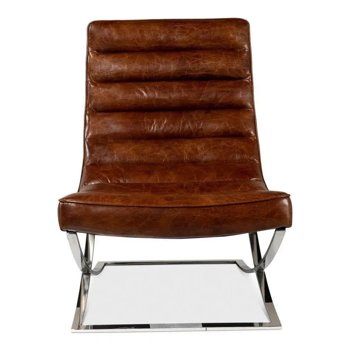 Cassino Leather Slipper Chair Lounge - LOOMLAN - Sarreid - Accent Chairs