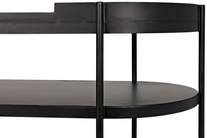 Cassio Black Steel Geometric Console Table-Console Tables-Noir-LOOMLAN