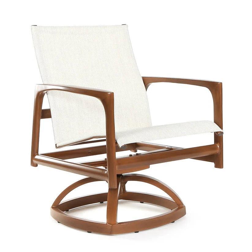 Castelle Berkeley Sling Swivel Rocker Dining Chair - LOOMLAN