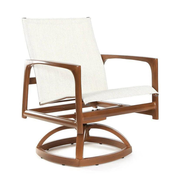 Castelle Berkeley Sling Swivel Rocker Dining Chair-Outdoor Dining Chairs-Castelle-LOOMLAN