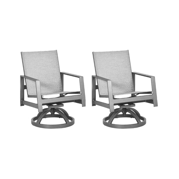Castelle Prism Sling Swivel Rocking Dining Chair-Outdoor Dining Chairs-Castelle-LOOMLAN