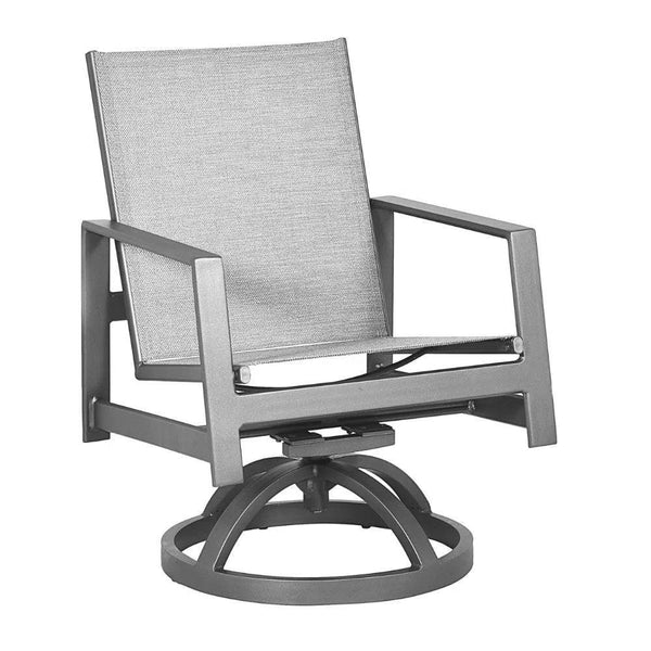 Castelle Prism Sling Swivel Rocking Dining Chair-Outdoor Dining Chairs-Castelle-LOOMLAN