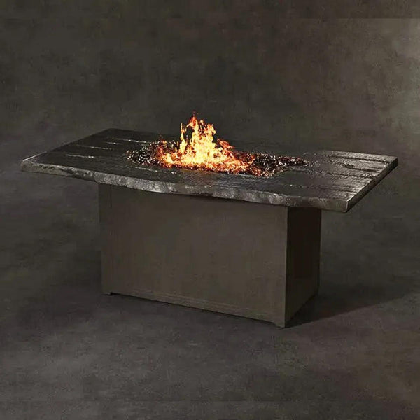 Nature's Wood Rectangle Firepit Table Live Edge Top