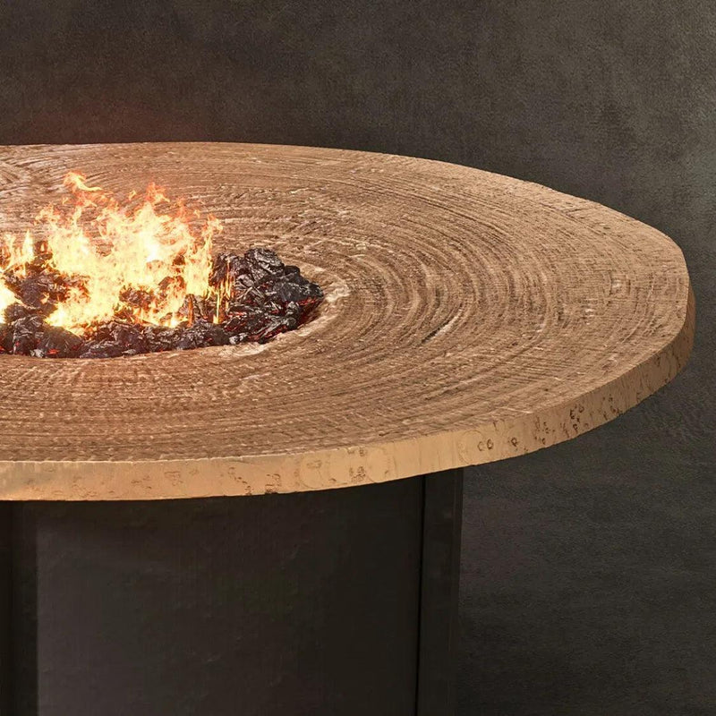 Nature's Wood Round Firepit Table Live Edge Top