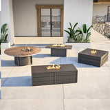 Nature's Wood Rectangle Firepit Table Live Edge Top