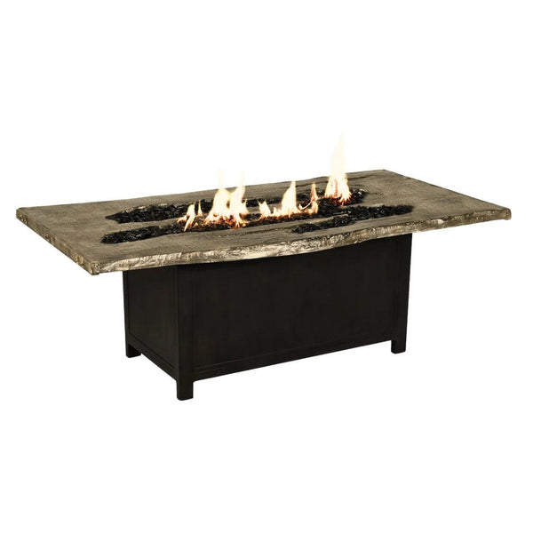 Nature's Wood Rectangle Firepit Table Live Edge Top