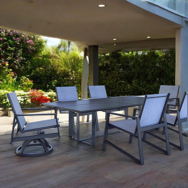 Prism Aluminum Sling Dining Set Table for 6 People