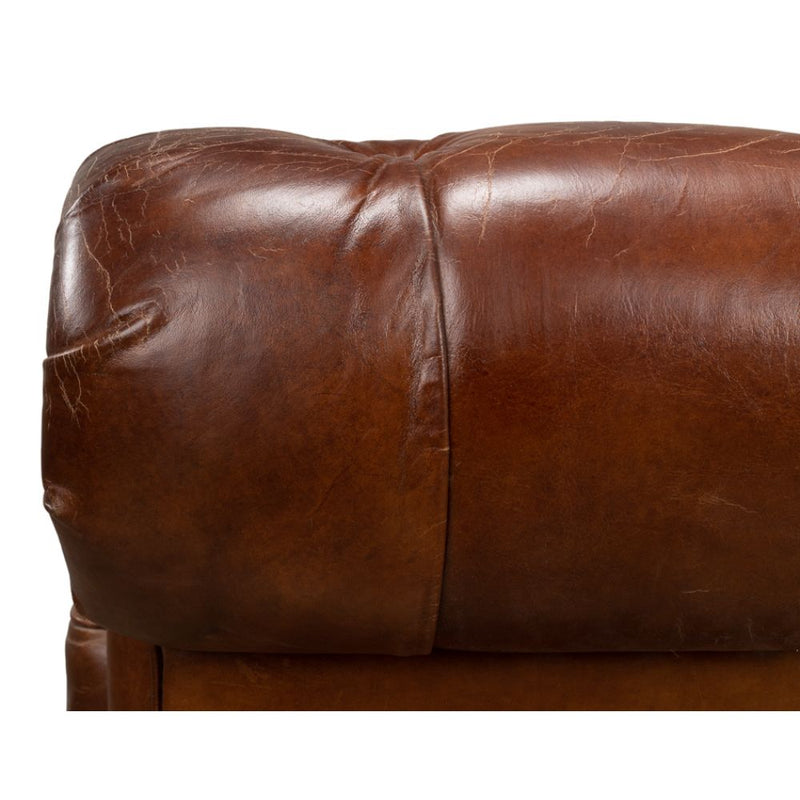 Castered Chesterfield Leather Sofa 89"-Sofas & Loveseats-Sarreid-LOOMLAN