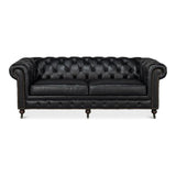 Castered Chesterfield Wood Onyx Black Sofa Sofas & Loveseats LOOMLAN By Sarreid