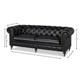 Castered Chesterfield Wood Onyx Black Sofa Sofas & Loveseats LOOMLAN By Sarreid