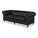 Castered Chesterfield Wood Onyx Black Sofa Sofas & Loveseats LOOMLAN By Sarreid