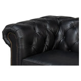 Castered Chesterfield Wood Onyx Black Sofa Sofas & Loveseats LOOMLAN By Sarreid