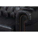 Castered Chesterfield Wood Onyx Black Sofa Sofas & Loveseats LOOMLAN By Sarreid