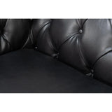 Castered Chesterfield Wood Onyx Black Sofa Sofas & Loveseats LOOMLAN By Sarreid