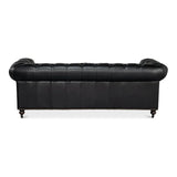 Castered Chesterfield Wood Onyx Black Sofa Sofas & Loveseats LOOMLAN By Sarreid