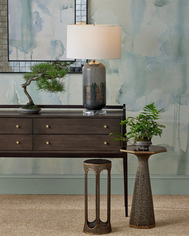 Get Castor Glass Top Artful Accent Table With Filigree Design – LOOMLAN