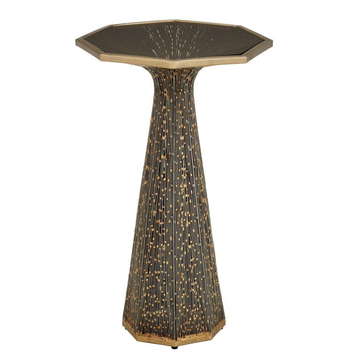 Get Castor Glass Top Artful Accent Table With Filigree Design – LOOMLAN