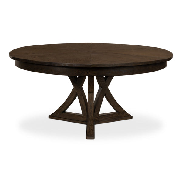 Casual Jupe Extendable Round Dining Table Artisan Grey-Dining Tables-Sarreid-LOOMLAN
