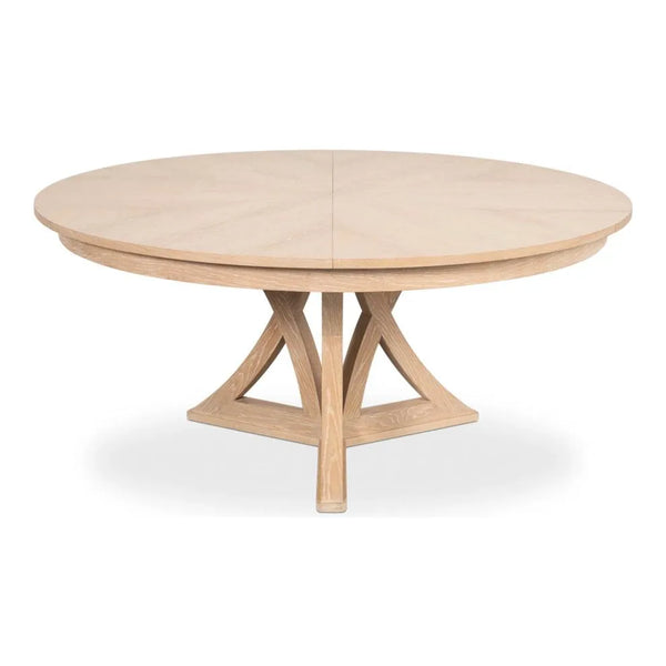 Casual Jupe Extendable Round Dining Table-Dining Tables-Sarreid-Natural-55"dia-LOOMLAN