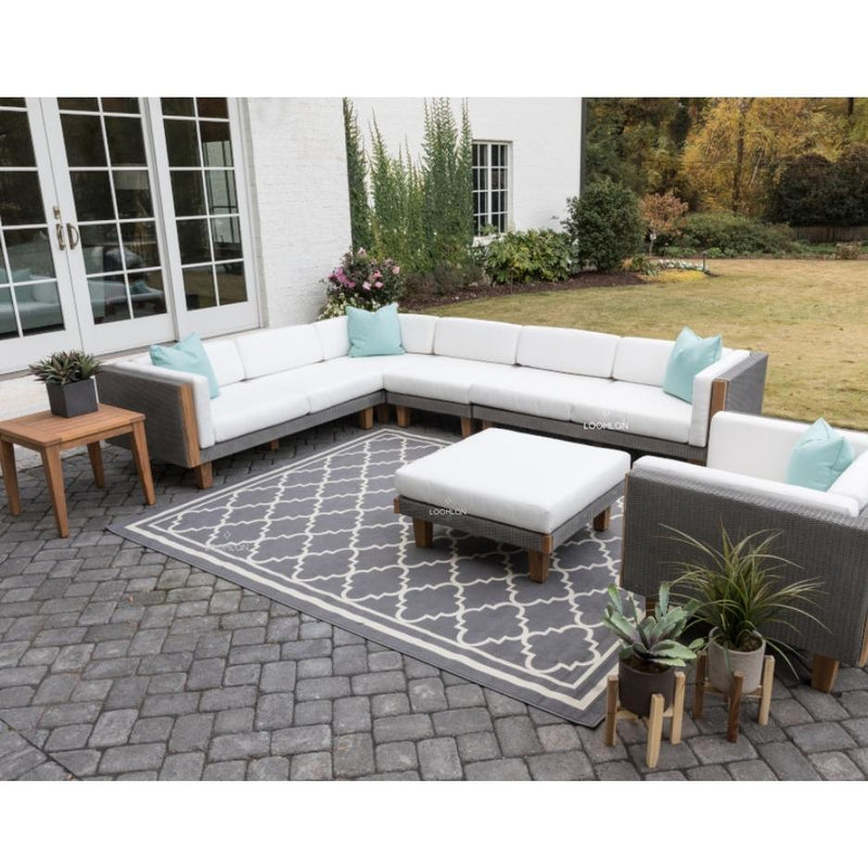 Catalina Corner Sectional Component All Weather Wicker & Teak Outdoor Modulars LOOMLAN By Lloyd Flanders