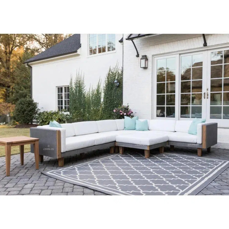 Catalina Left Loveseat Sectional All Weather Wicker-Outdoor Modulars-Lloyd Flanders-LOOMLAN