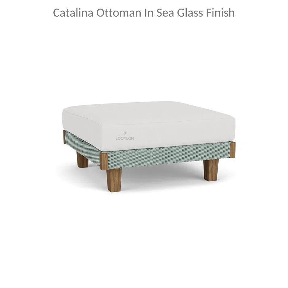 Catalina Ottoman All Weather Wicker & Teak Wood