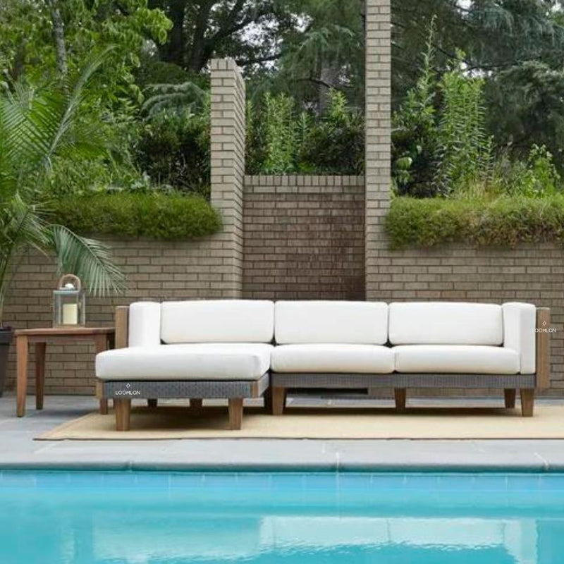 Catalina Right Arm Chaise Sectional Sofa Wicker Made in USA Outdoor Modulars LOOMLAN By Lloyd Flanders