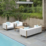 Catalina Wicker Lounge Set With Teak Tables Made In USA Outdoor Lounge Sets LOOMLAN By Lloyd Flanders