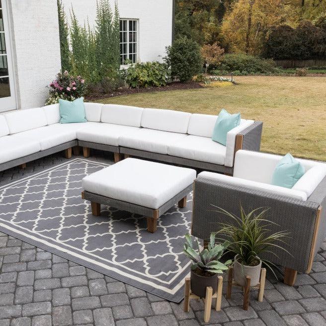 Catalina Wicker Modular Set With Lounge Chair Ottoman and Table Outdoor Modulars LOOMLAN By Lloyd Flanders