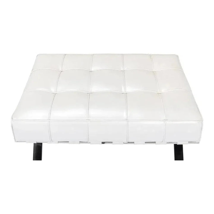 Catalunya Bench White Leather Silver Frame - LOOMLAN - Sarreid - Bedroom Benches