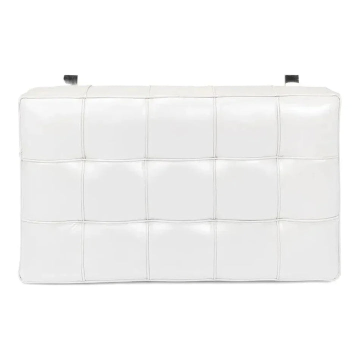 Catalunya Bench White Leather Silver Frame - LOOMLAN - Sarreid - Bedroom Benches