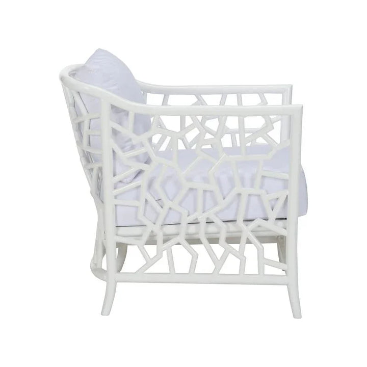 Catania Geometric Pattern White Lounge Chair - LOOMLAN - Wildwood - Accent Chairs