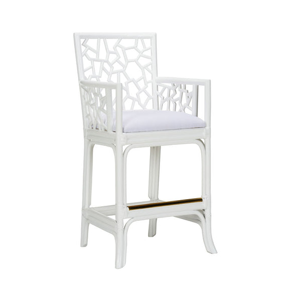 Catania Geometric Pattern White Stool-Club Chairs-Wildwood-LOOMLAN