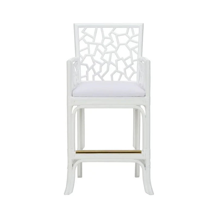 Catania Geometric Pattern White Stool - LOOMLAN - Wildwood - Club Chairs
