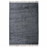 Catania Midnight Black Grey Solid  Handmade Wool Rug
