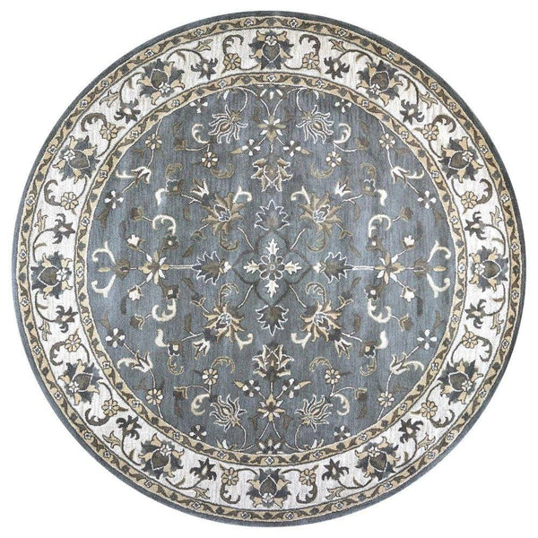Cati Gray Round Area Rugs For Dining Room - LOOMLAN - LOOMLAN - Area Rugs