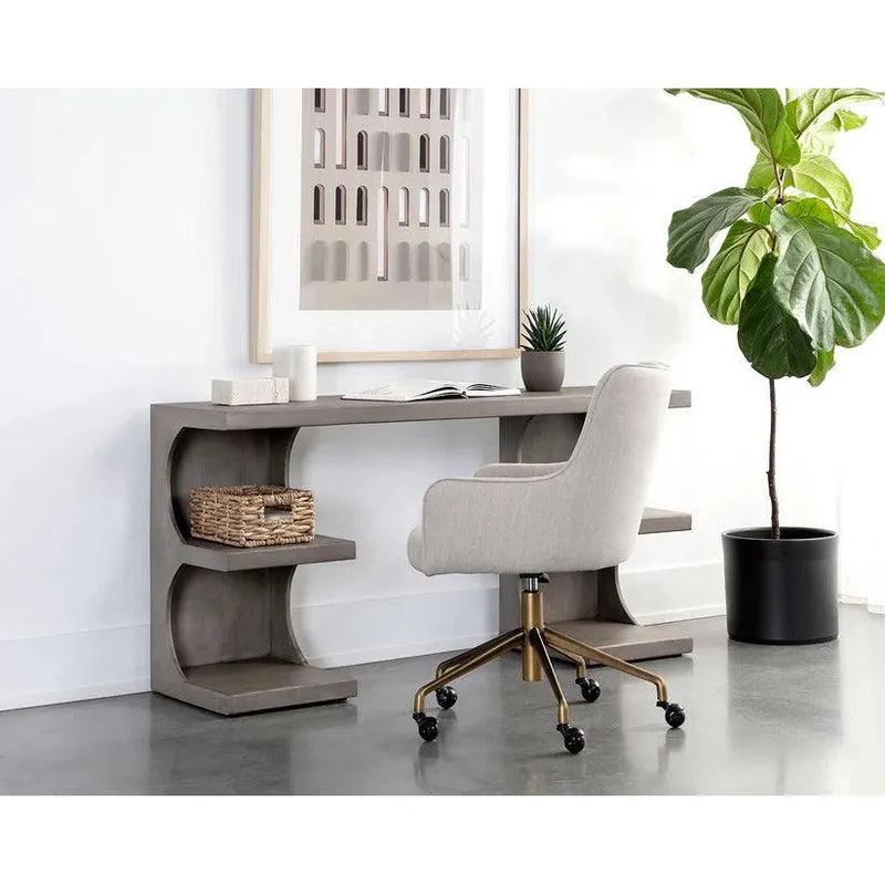 Catrine Mmesmerizing Shaped Wooden Desk-Home Office Desks-SUNPAN-LOOMLAN