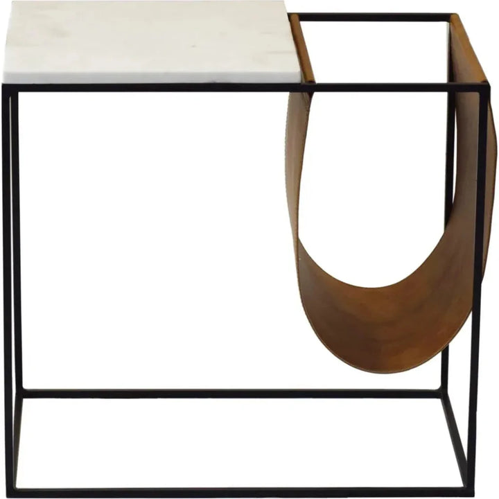 Stone Magazine Rack White Marble Magazine Rack Side Table | LOOMLAN