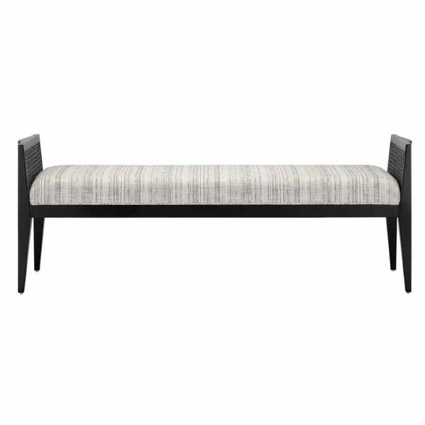 Caviar Black Teagan Ivory Bench Bedroom Benches LOOMLAN By Currey & Co