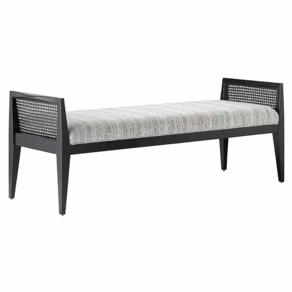 Caviar Black Teagan Ivory Bench Bedroom Benches LOOMLAN By Currey & Co