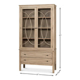 Cecile Wooden Glass Doors Beige Bookcase