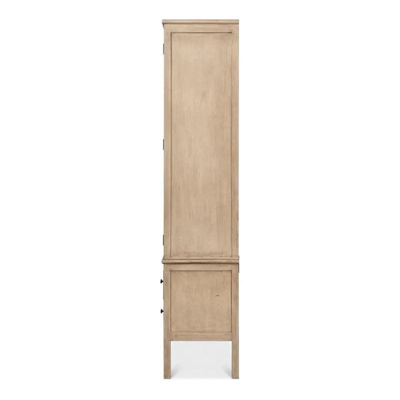 Cecile Wooden Glass Doors Beige Bookcase