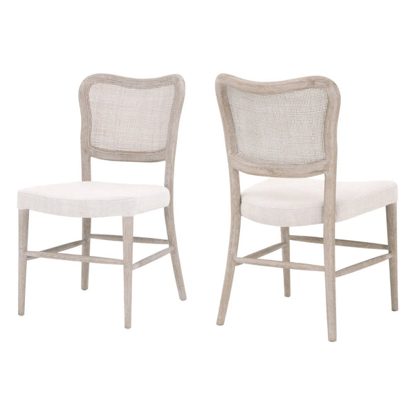 Cela Dining Chair Set of 2 Bisque Natural Gray Oak Cane