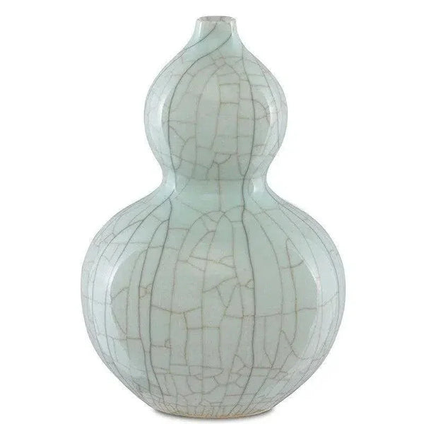 Celadon Crackle Maiping Double Gourd Vase - LOOMLAN - Currey & Co - Vases & Jars