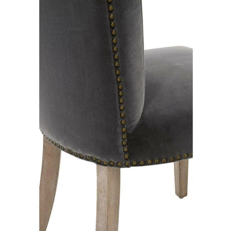 Celina Dining Chair Dark Dove Velvet Natural Oak Gold Nails Dining Chairs LOOMLAN By Essentials For Living