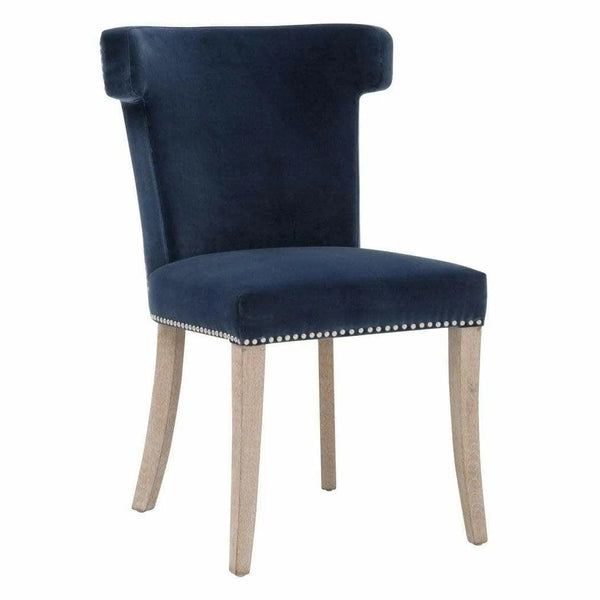 Celina Dining Chair Denim Velvet Natural Gray Oak Dining Chairs LOOMLAN By Essentials For Living