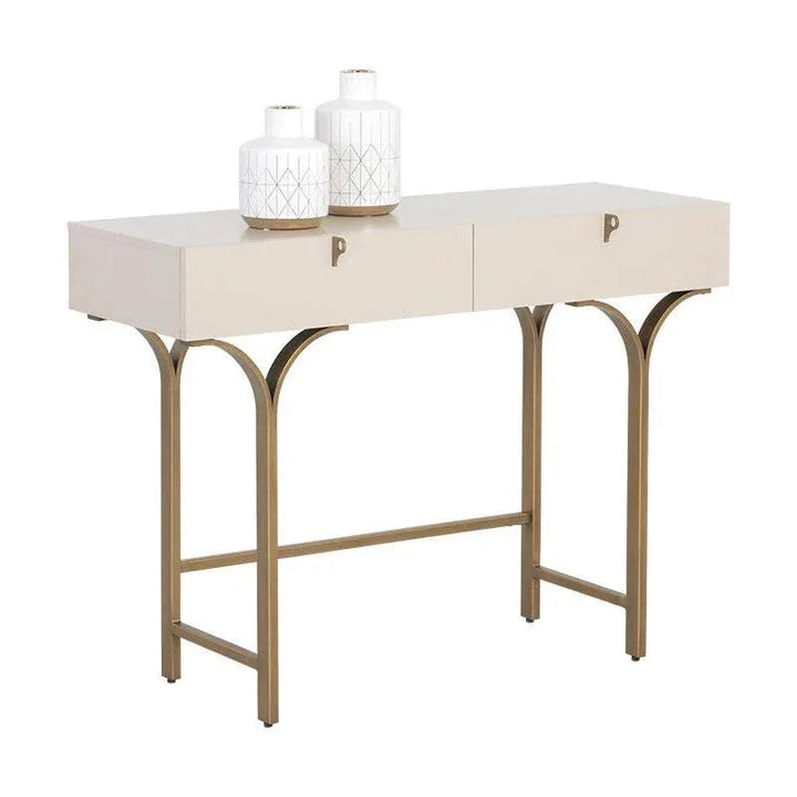 Celine Console Table Cream Antique Brass Legs - LOOMLAN - SUNPAN - Console Tables