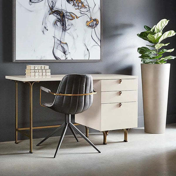 Celine Desk - Cream With Antique Brass