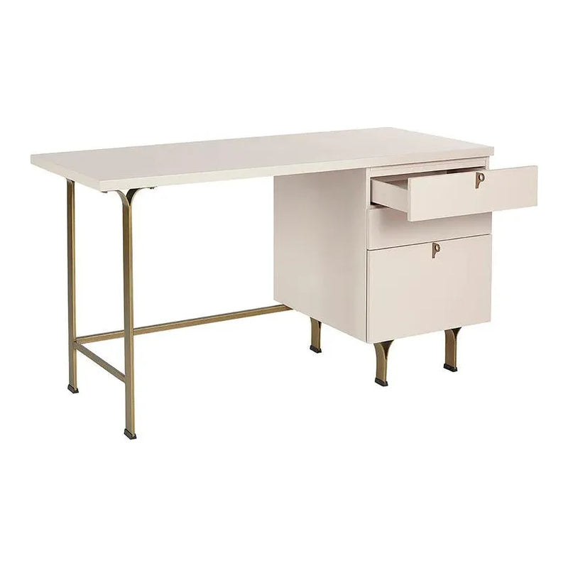 Celine Desk - Cream With Antique Brass-Home Office Desks-SUNPAN-LOOMLAN